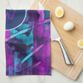 Modernes Abstraktes Blaurosa Pinselstriche Geschirrtuch (Viertel Falte)