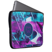 Modernes Abstraktes Blaurosa Pinselstriche Laptopschutzhülle (Vorne Rechts)