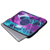 Modernes Abstraktes Blaurosa Pinselstriche Laptopschutzhülle (Vorne Knopf)