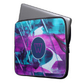 Modernes Abstraktes Blaurosa Pinselstriche Laptopschutzhülle (Vorderseite Links)