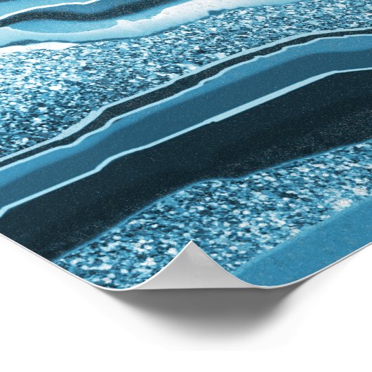 Modernes Abstraktes Blue Agate Geode Gemstone Poster (Ecke)