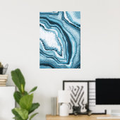 Modernes Abstraktes Blue Agate Geode Gemstone Poster (Heimbüro)