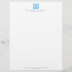 Modernes Abstraktes Blue Floral Logo Wellness Briefbogen