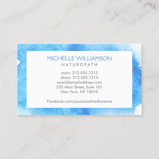 Modernes Abstraktes Blue Floral Logo Wellness Visitenkarte (Rückseite)