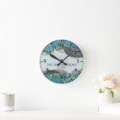 Modernes Abstraktes Blue Gold Agate Stone Geode In Runde Wanduhr (Zuhause)