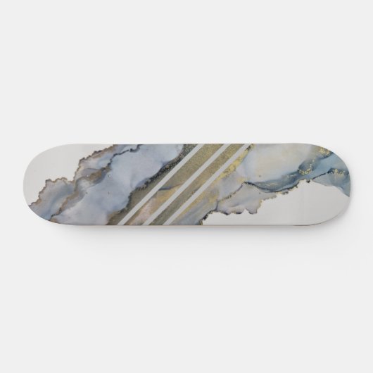 Modernes Abstraktes Blue Ink Design Skateboard (Horizontal)