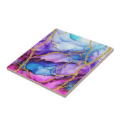 Modernes Abstraktes Blue Lila Gold Glitzer Muster Fliese (Seite)