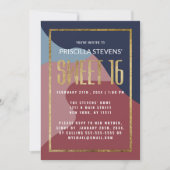 Modernes Abstraktes Blue Pink Gold Geometric Sweet Einladung (Vorderseite)