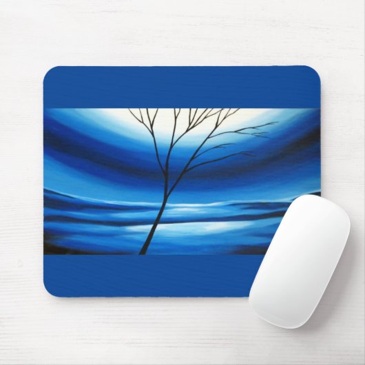 Modernes Abstraktes Blue Sky Tree Elegantes Templa Mousepad (Mit Mouse)
