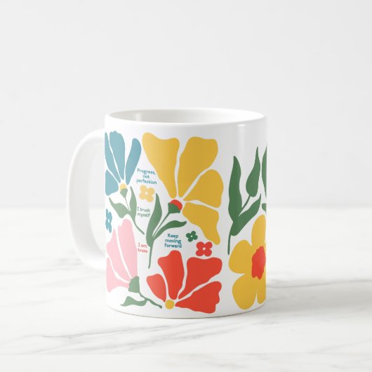 Modernes Abstraktes Blumengeschenk, positive Bestä Kaffeetasse (Vorderseite Links)