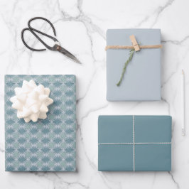 Modernes Abstraktes Blumenmuster Blauer Lavendel G Geschenkpapier Set