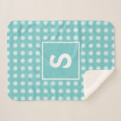 Modernes Abstraktes Blumenmuster Mit Monogramm Aqu Sherpadecke (Vorderseite (Horizontal))