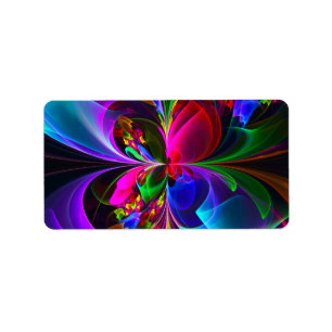 Modernes Abstraktes Blumenmuster Red Blue #12 Adressaufkleber
