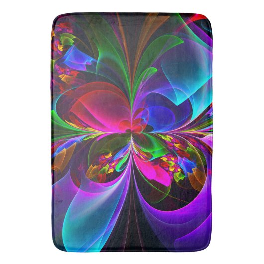 Modernes Abstraktes Blumenmuster Red Blue #12 Badematte (Vorderseite Vertikal)