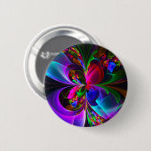 Modernes Abstraktes Blumenmuster Red Blue #12 Button (Vorne & Hinten)