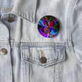 Modernes Abstraktes Blumenmuster Red Blue #12 Button (Beispiel)