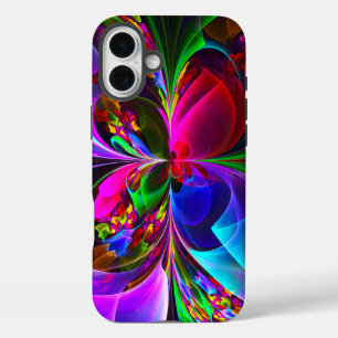Modernes Abstraktes Blumenmuster Red Blue #12 iPhone 16 Plus Hülle