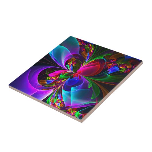 Modernes Abstraktes Blumenmuster Red Blue #12 Fliese (Seite)