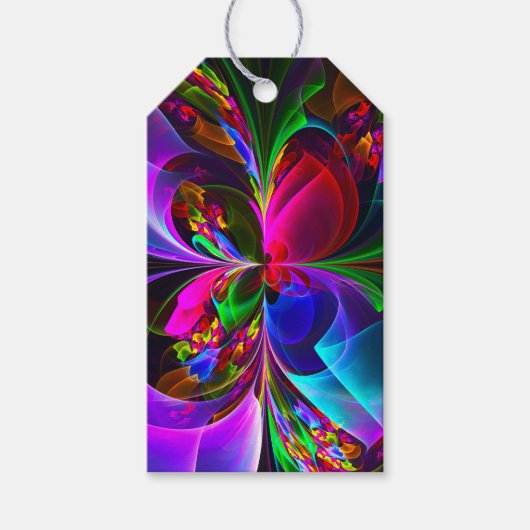 Modernes Abstraktes Blumenmuster Red Blue #12 Geschenkanhänger (Vorderseite)
