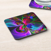 Modernes Abstraktes Blumenmuster Red Blue #12 Getränkeuntersetzer (Linke Seite)