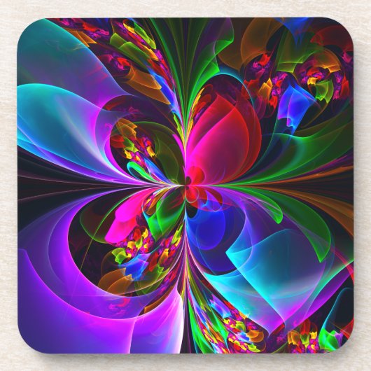 Modernes Abstraktes Blumenmuster Red Blue #12 Getränkeuntersetzer (Vorderseite)