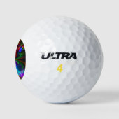 Modernes Abstraktes Blumenmuster Red Blue #12 Golfball (Logo)