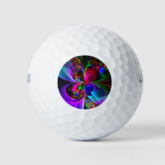 Modernes Abstraktes Blumenmuster Red Blue #12 Golfball (Vorderseite)