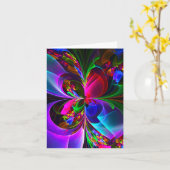Modernes Abstraktes Blumenmuster Red Blue #12 Karte (Gelbe Blume)