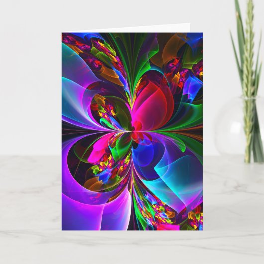 Modernes Abstraktes Blumenmuster Red Blue #12 Karte (Vorderseite)