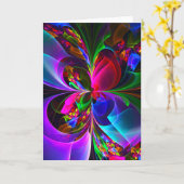 Modernes Abstraktes Blumenmuster Red Blue #12 Karte (Gelbe Blume)