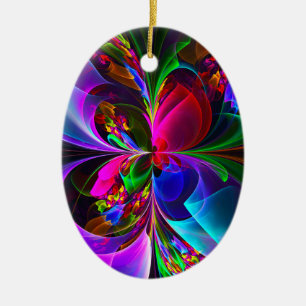 Modernes Abstraktes Blumenmuster Red Blue #12 Keramik Ornament