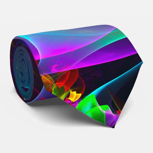 Modernes Abstraktes Blumenmuster Red Blue #12 Krawatte (Gerollt)