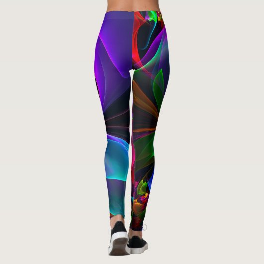 Modernes Abstraktes Blumenmuster Red Blue #12 Leggings (Rückseite)