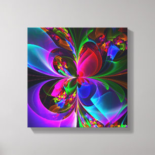 Modernes Abstraktes Blumenmuster Red Blue #12 Leinwanddruck