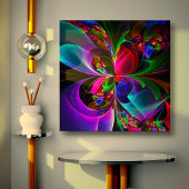 Modernes Abstraktes Blumenmuster Red Blue #12 Leinwanddruck