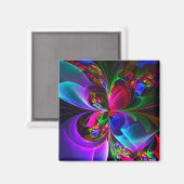 Modernes Abstraktes Blumenmuster Red Blue #12 Magnet (Vorderseite/Rückseite)