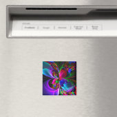 Modernes Abstraktes Blumenmuster Red Blue #12 Magnet (In Situ (Geschirrspüler))