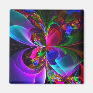 Modernes Abstraktes Blumenmuster Red Blue #12 Magnet