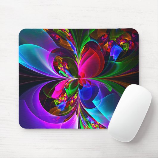 Modernes Abstraktes Blumenmuster Red Blue #12 Mousepad (Mit Mouse)