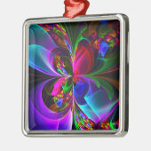 Modernes Abstraktes Blumenmuster Red Blue #12 Ornament Aus Metall (Links)