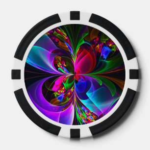 Modernes Abstraktes Blumenmuster Red Blue #12 Pokerchips