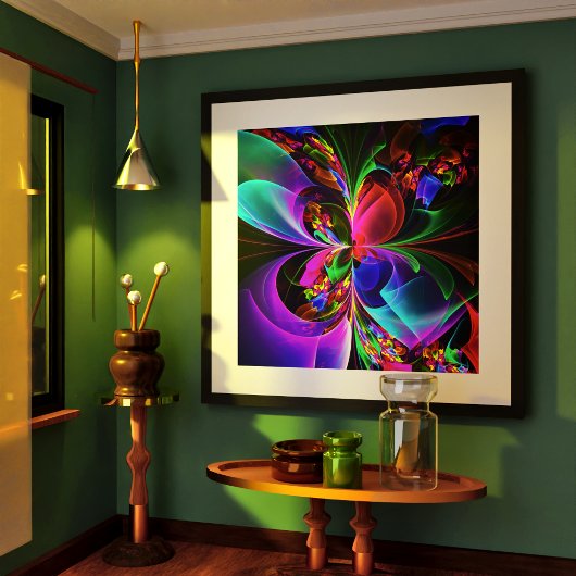 Modernes Abstraktes Blumenmuster Red Blue #12 Poster