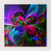 Modernes Abstraktes Blumenmuster Red Blue #12 Puzzle (Horizontal)