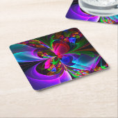 Modernes Abstraktes Blumenmuster Red Blue #12 Rechteckiger Pappuntersetzer (angewinkelt)