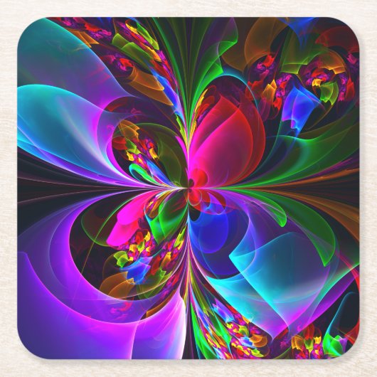 Modernes Abstraktes Blumenmuster Red Blue #12 Rechteckiger Pappuntersetzer (Vorderseite)