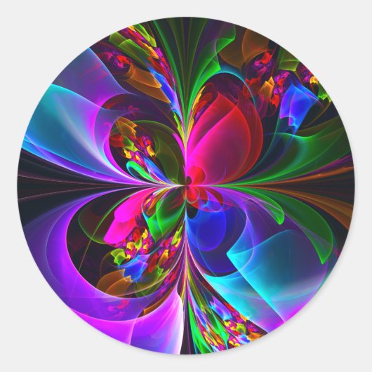 Modernes Abstraktes Blumenmuster Red Blue #12 Runder Aufkleber (Vorderseite)