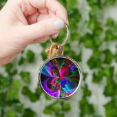 Modernes Abstraktes Blumenmuster Red Blue #12 Schlüsselanhänger (Hand)