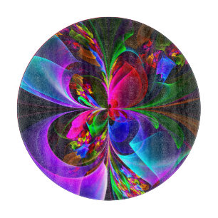 Modernes Abstraktes Blumenmuster Red Blue #12 Schneidebrett