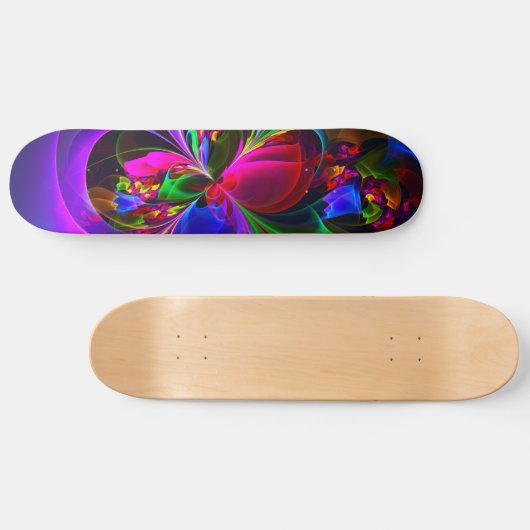 Modernes Abstraktes Blumenmuster Red Blue #12 Skateboard (Horizontal)