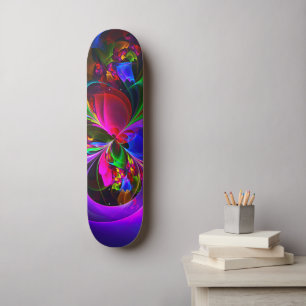 Modernes Abstraktes Blumenmuster Red Blue #12 Skateboard